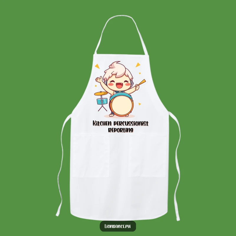 Funny Drummer Character Apron - Jubilant Beat Enthusiastic Kitchen Gift
