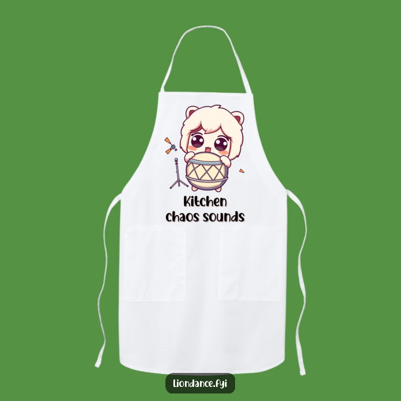Funny Surprised Drum Reaction Apron - Humorous Kitchen Gift for Easily Startled Chefs