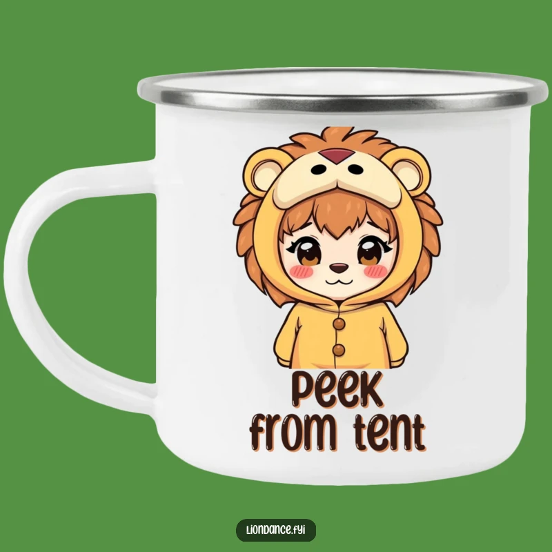 Adventure Funny Lion Costume Camping Mug: Peeking Fun, Perfect Funny Gift!