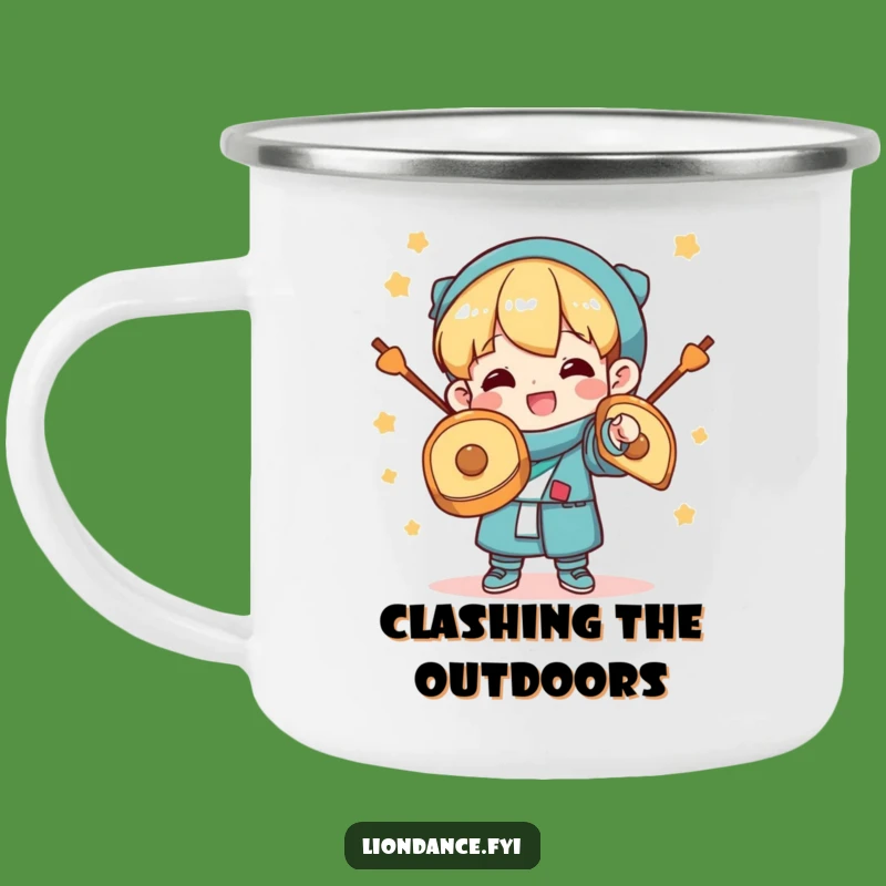 Durable Funny Cymbal Clashing Character Camping Mug: Adventure Sounds!