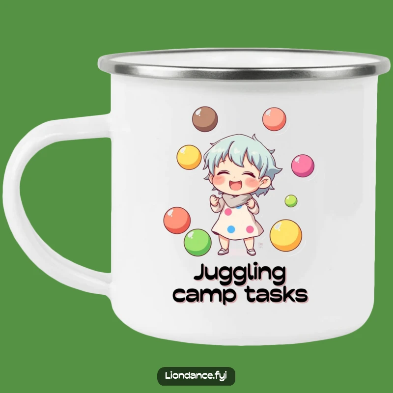Funny Juggling Character Laughs Camping Mug - Playful Adventure Brew!