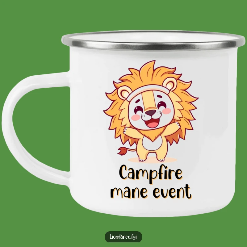 Funny Lion Costume Spin Camping Mug: Playful Character, Outdoor Humor Gift