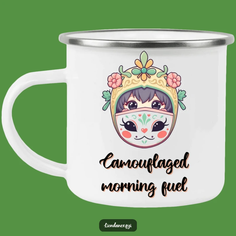 Funny Masked Character Camping Mug: Curious Sips for Outdoor Adventures!