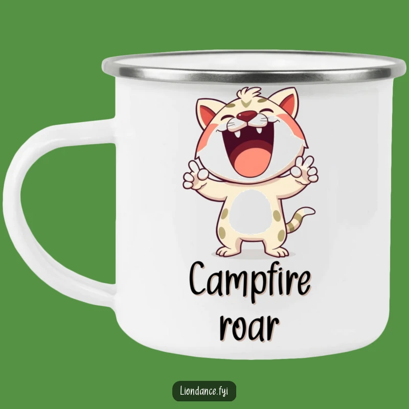 Funny Roaring Character Camping Mug - Adventurous Roar for Outdoor Fun