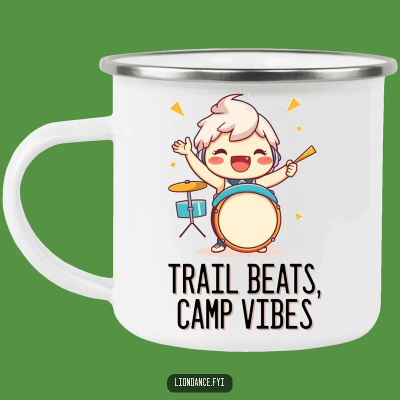 Funny Drummer Character Camping Mug - Jubilant Beat Enthusiastic Camp Gift