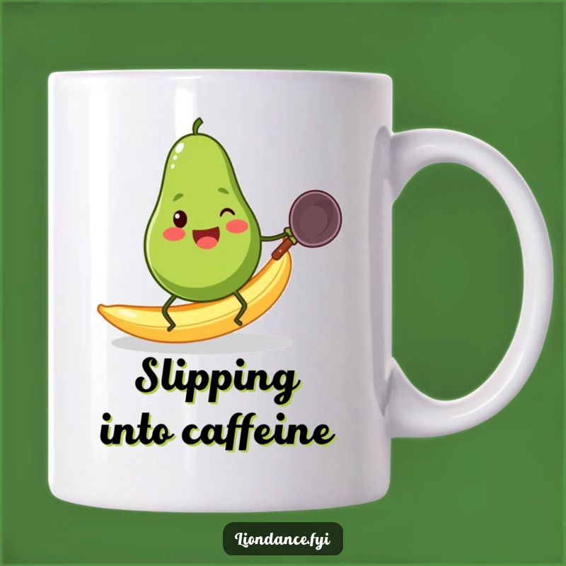 Funny Avocado Slip Mug: Hilarious Wok Action Gift for Food Lovers