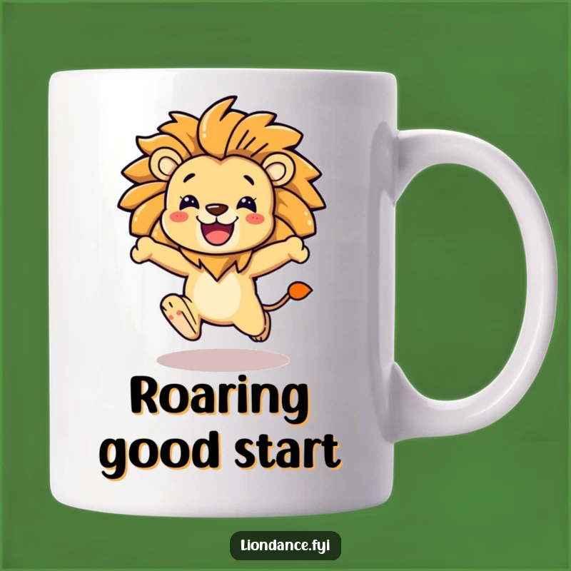 Funny Leaping Lion Mane Mug: Joyful Character's Energy, Perfect Gift of Courage