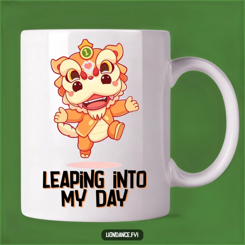 Funny Lion Dance Mug: Cheerful Leaping Character, Perfect Funny Gift!