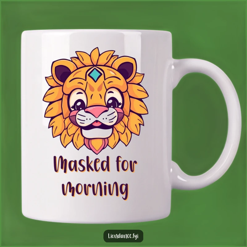 Funny Lion Mask Mug: Hidden Character Smile, Perfect Humorous Gift