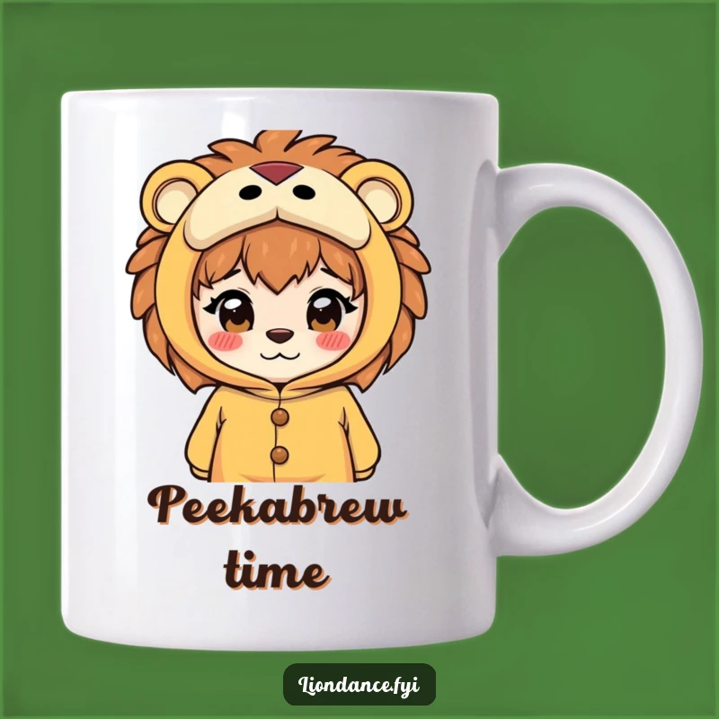 Funny Lion Costume Mug: Curious Peeking Character, Perfect Funny Gift!