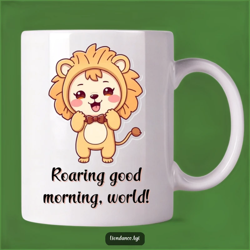 Funny Lion Costume Character Mug: Adorable Playful Bowing Design, Perfect Funny Gift for Animal Lovers