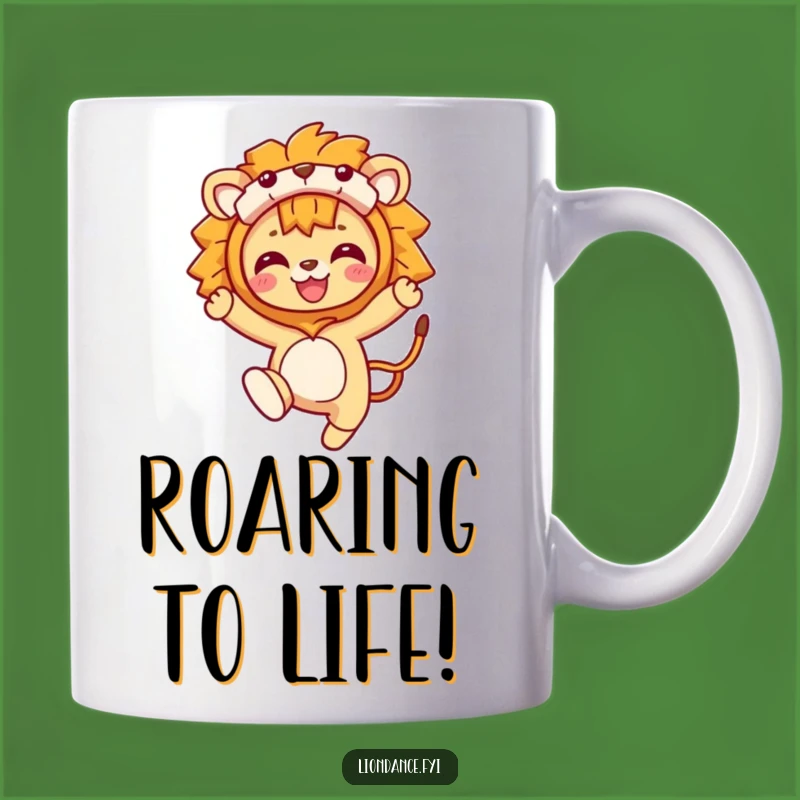 Funny Lion Costume Leaping Character Mug: Unleash Your Inner Roar!