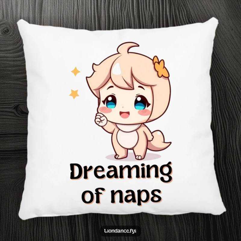 Funny pillow with a smiling cartoon character offering a gentle nod, providing comfort and a welcoming, friendly presence.