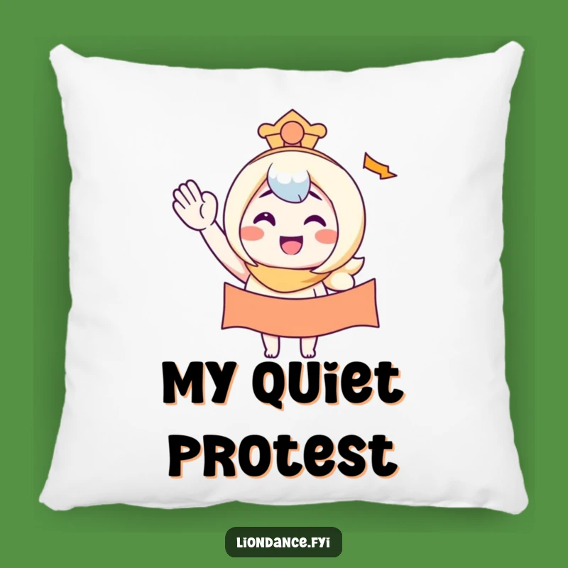 Funny Waving Banner Character Smiles Pillow - Cozy Cheerful Comfort!