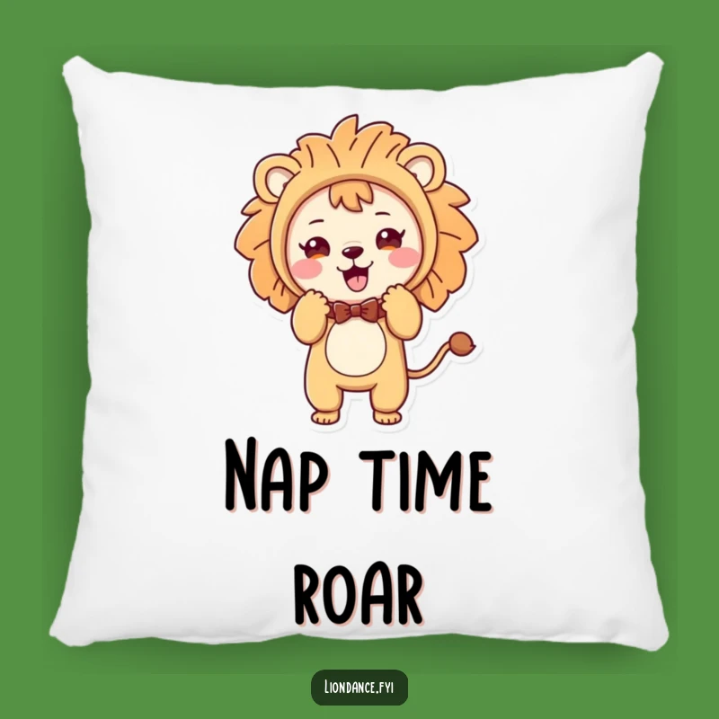 Cozy Funny Lion Costume Pillow: Cute Character Bows Playfully, Soft and Humorous Accent