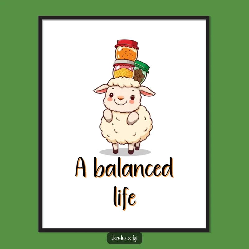 Funny Sheep Spice Jar Digital Print: Hilarious Balancing Act Wall Art Gift