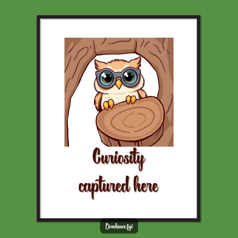 Funny Owl Digital Art: Curious Decor Download, Perfect Humorous Gift