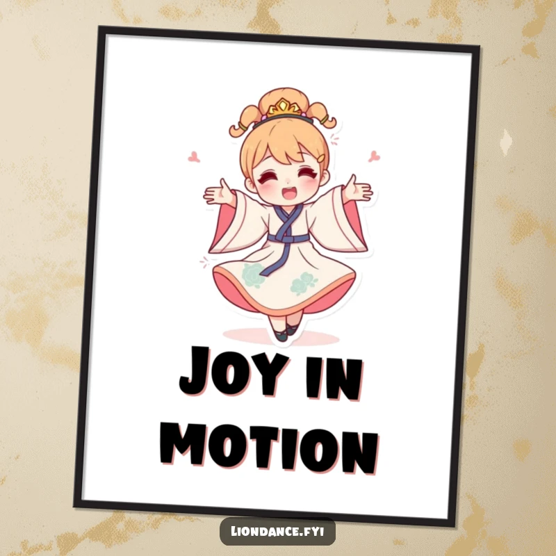 Funny celebration spin digital art print of a happy character in a costume doing a festive twirl, bringing joy.