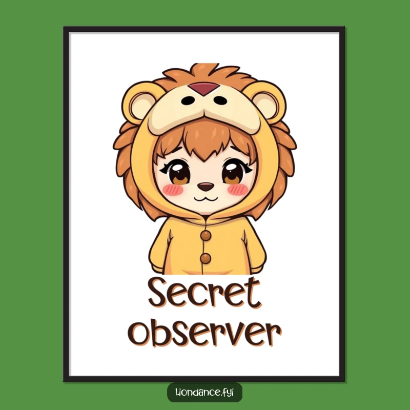 Funny Lion Costume Digital Art: Curious Peeking Print, Perfect Funny Gift!