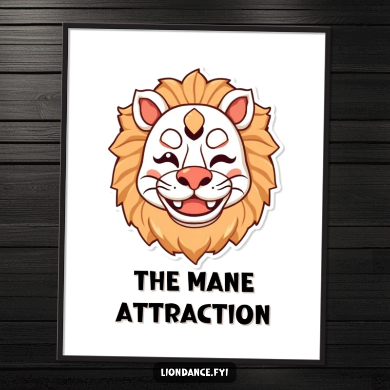 Funny digital artwork of a playful lion mask character winking with a big smile, perfect for adding a touch of fun.