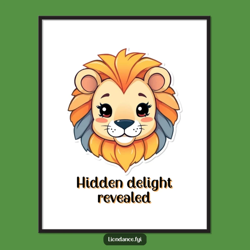 Funny Lion Head Digital Art: Playful Character Peeking, Instant Funny Gift!