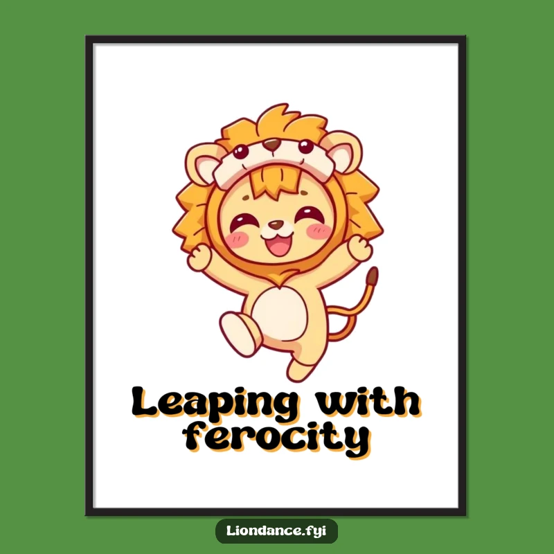 Funny Lion Costume Leaping Character Digital Art Print: Instant Wild Decor!