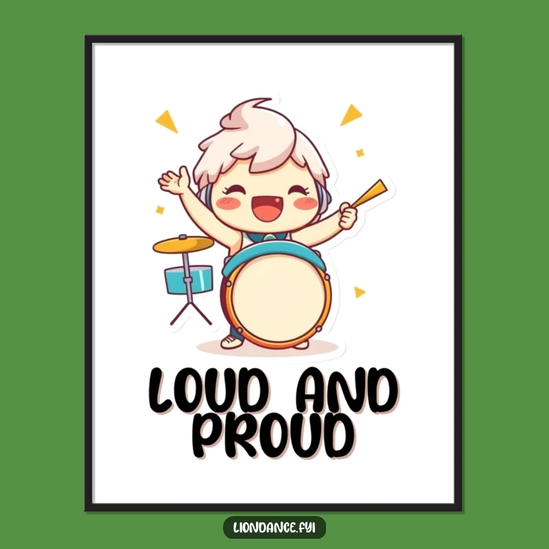 Funny Drummer Character Digital Art - Jubilant Beat Enthusiastic Print Gift