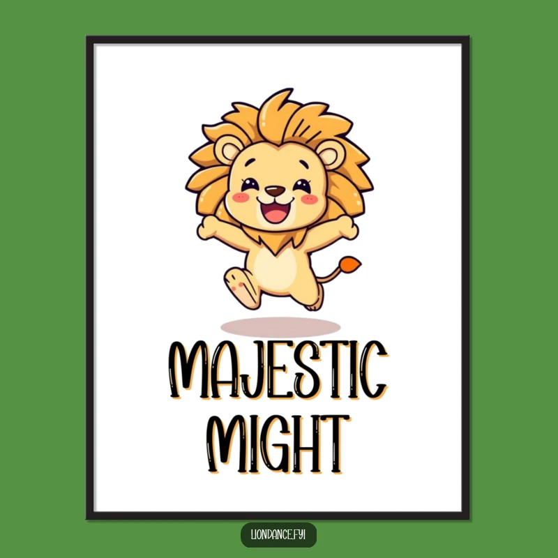 Funny Lion Mane Leap Digital Art: Instant Joyful Courage Print for Walls