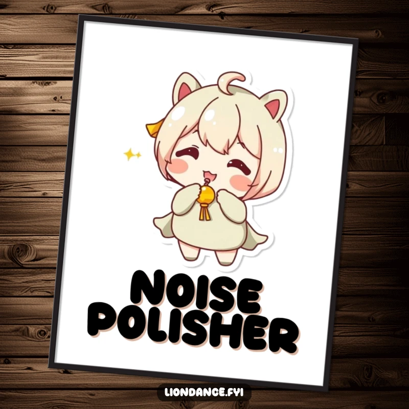 Funny Digital Art Print of a character shaking a jingling prop, radiating playful energy and humor.