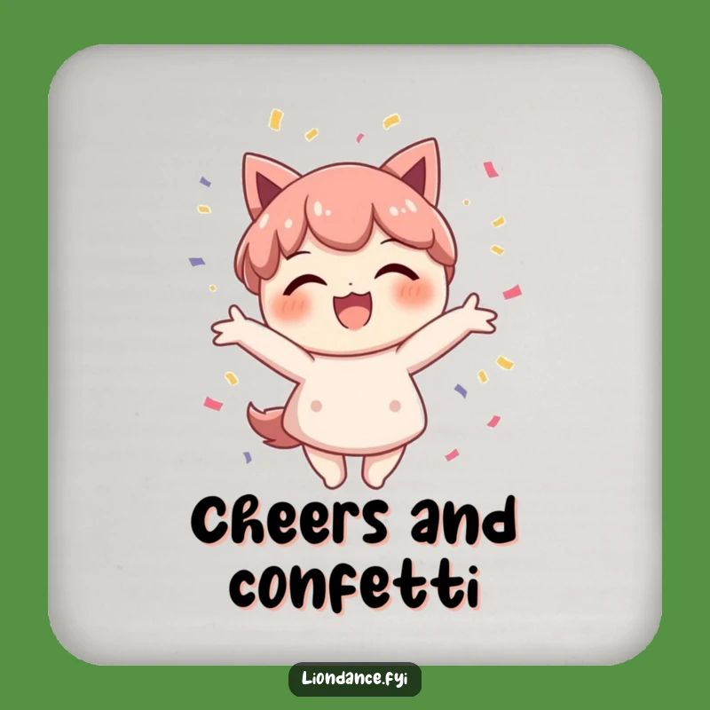 Funny Confetti Character Coaster - Delighted Smile Party Drink Gift