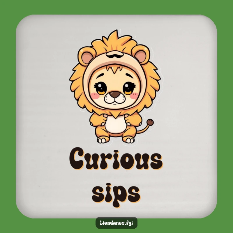 Funny Lion Costume Coasters: Protect Surfaces with Curious Humor Gift