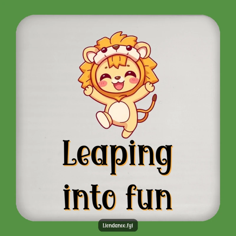 Funny Lion Costume Leaping Character Drink Coaster: Protect Surfaces With Fun!