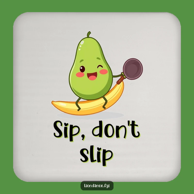 Funny Avocado Slip Coaster: Wok Action Drink Protector Gift