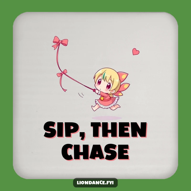 Funny Ribbon Chaser Coaster: Playful Protector, Whimsical Funny Gift
