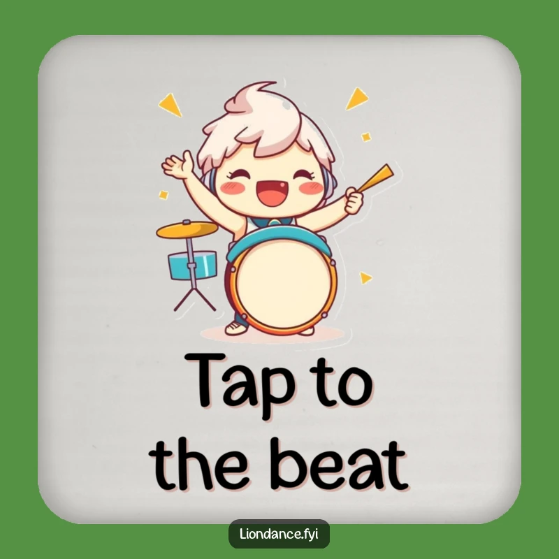 Funny Drummer Character Coaster - Jubilant Beat Enthusiastic Drink Gift