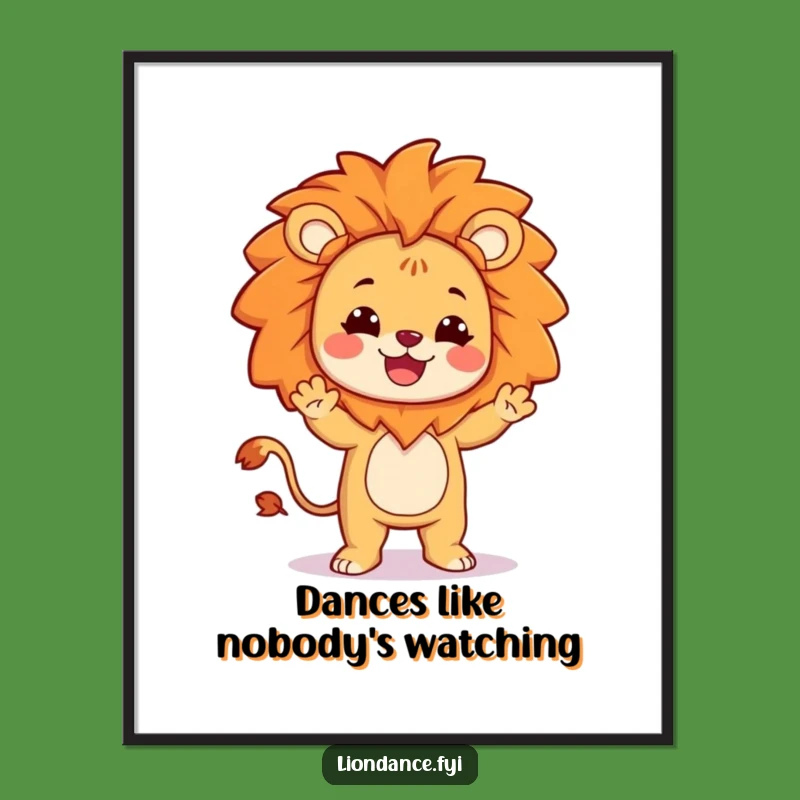 Funny Dancing Lion Poster: Silly Dance Character, Whimsical Wall Art, Humorous Decor