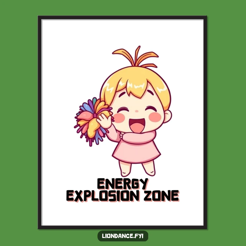 Funny Pom-Pom Cheer Poster: Vibrant Character Art, Energetic Funny Gift Decor