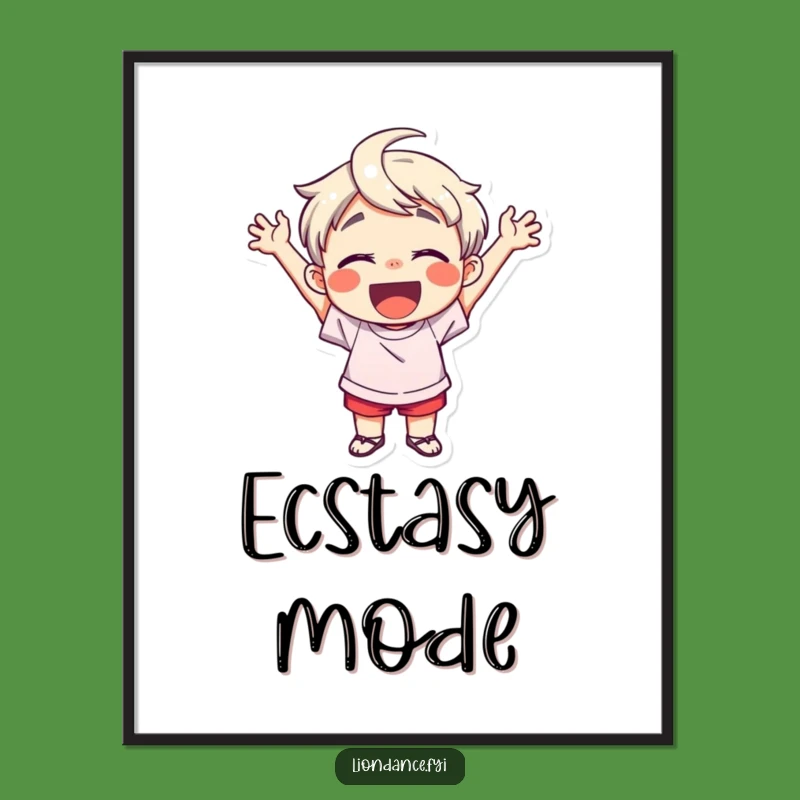 Funny Child Cheering Poster: Brighten Your Walls with Joyful Art