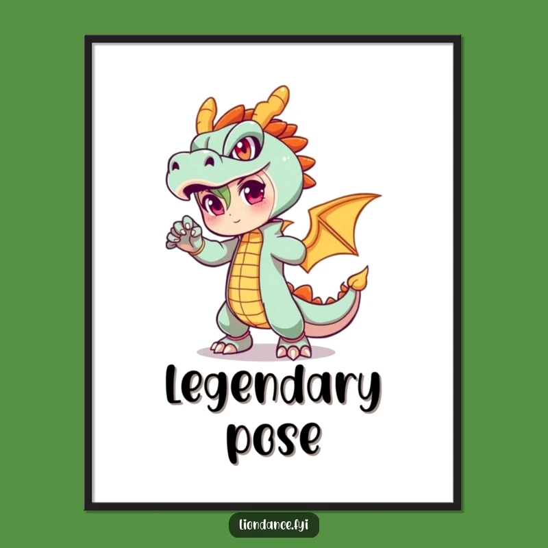 Funny Dragon Outfit Poster: Strike a Pose with Fiery Wall Art Gift