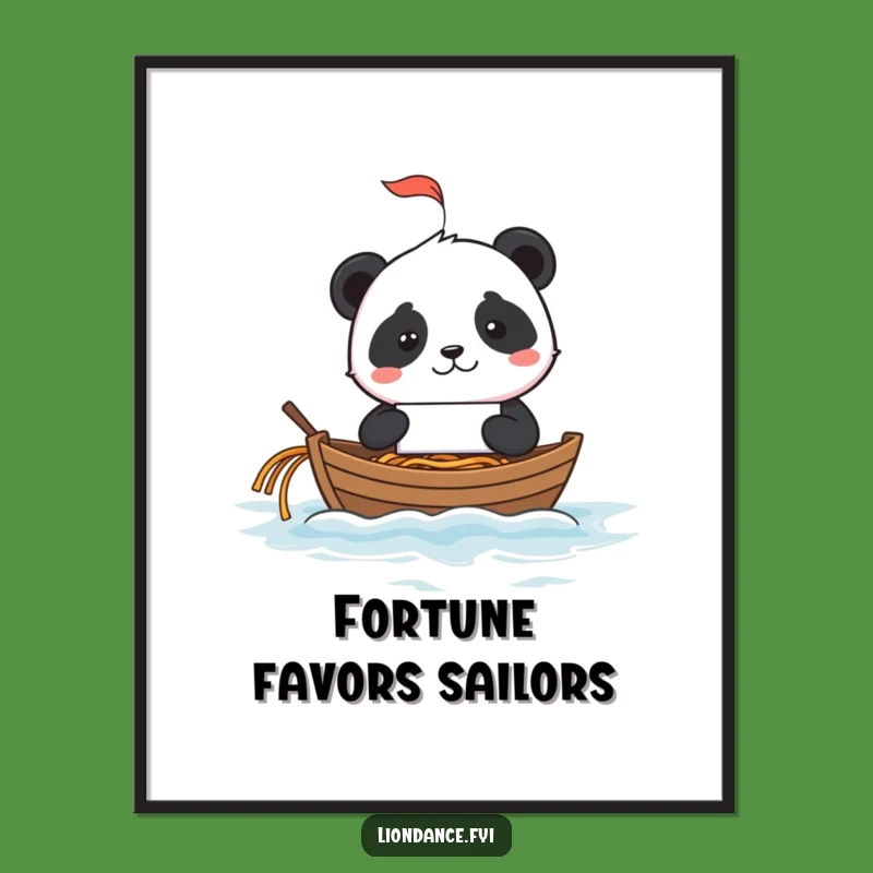 Funny Panda Fortune Cookie Poster: Noodle Ocean Art Print Gift