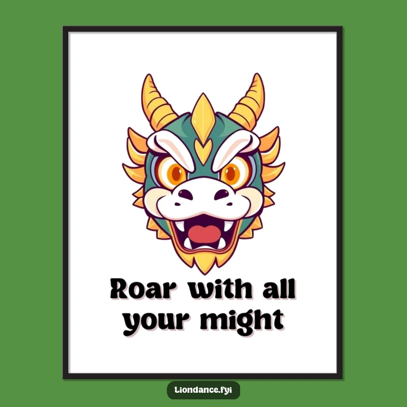 Funny Poster Print: Dragon Mask Roar, Add Fierce Humor to Your Walls