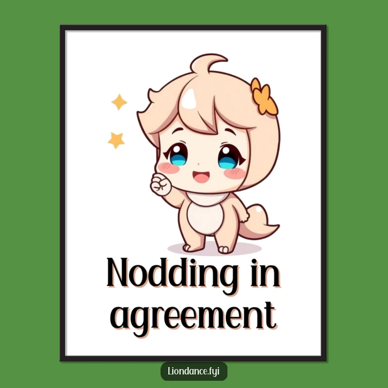 Funny Smiling Character Nod Poster - Cheerful Wall Art for Any Room