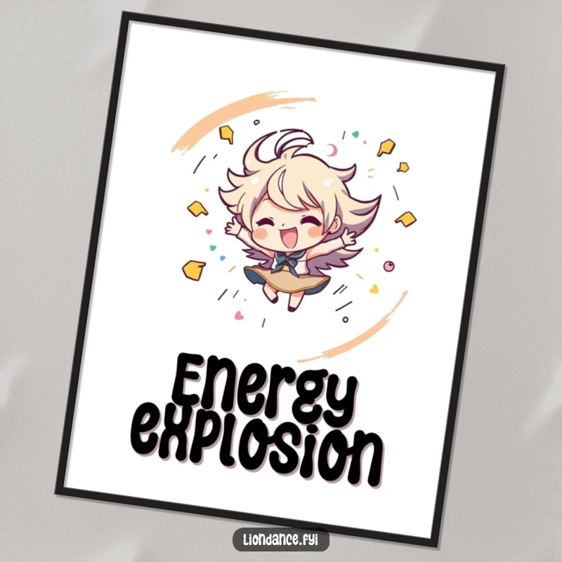 Funny poster featuring a character spinning with playful strokes, creating a vibrant and energetic display. Ideal funny gift.