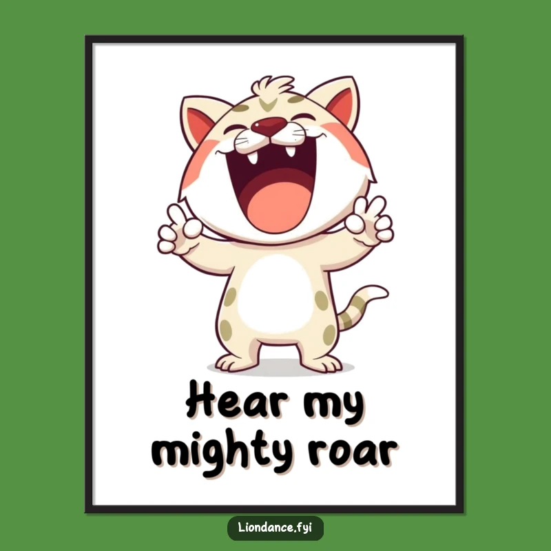 Funny Roaring Character Poster - Dynamic Wall Art for Energetic Spaces