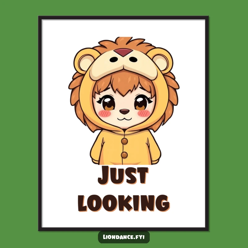 Funny Lion Costume Poster: Curious Peeking Art, Perfect Funny Gift!