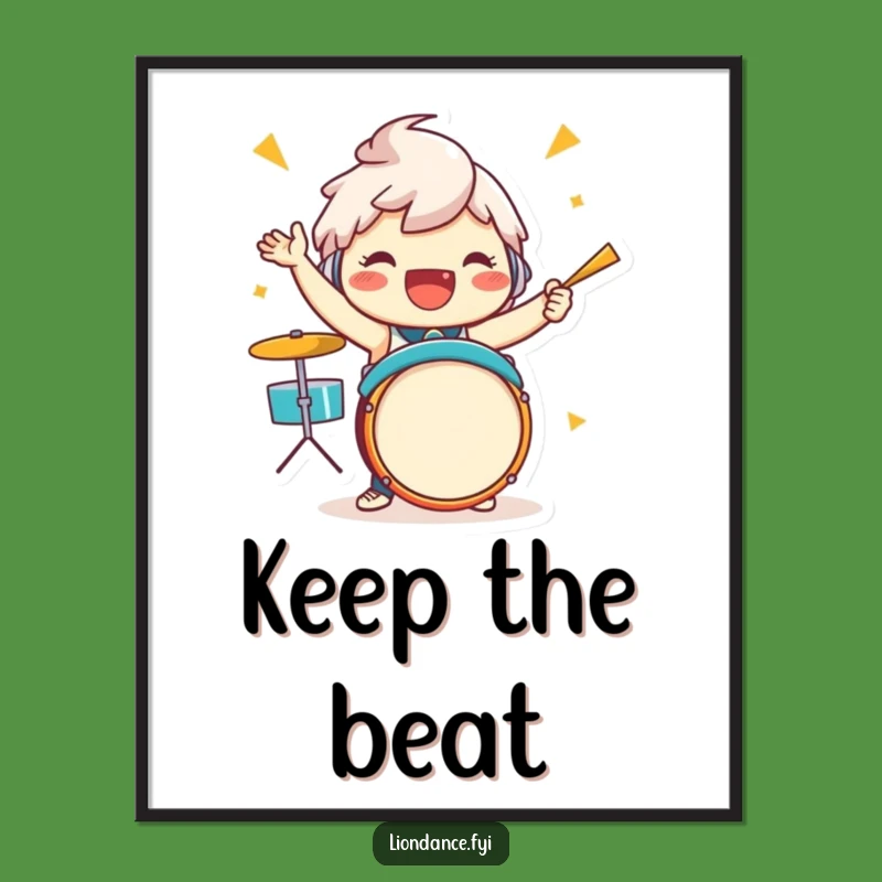 Funny Drummer Character Poster - Jubilant Beat Enthusiastic Wall Art Gift