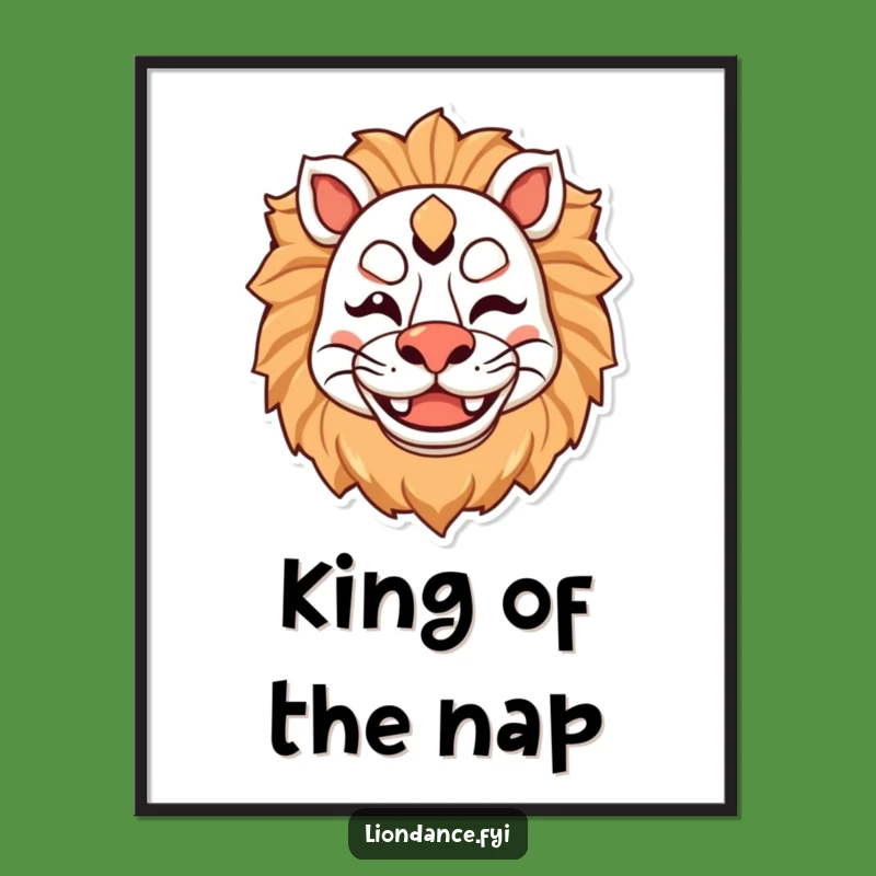 Funny Lion Mask Poster - Happy Winking Character Art, Vibrant Gift
