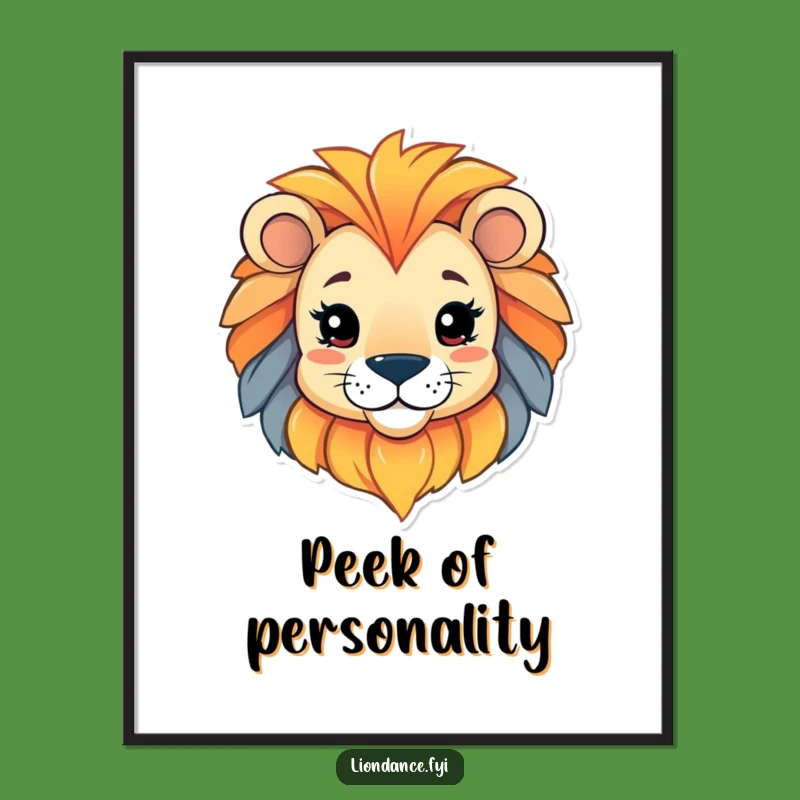 Funny Lion Head Poster: Playful Character Peeking, Whimsical Funny Gift Decor!