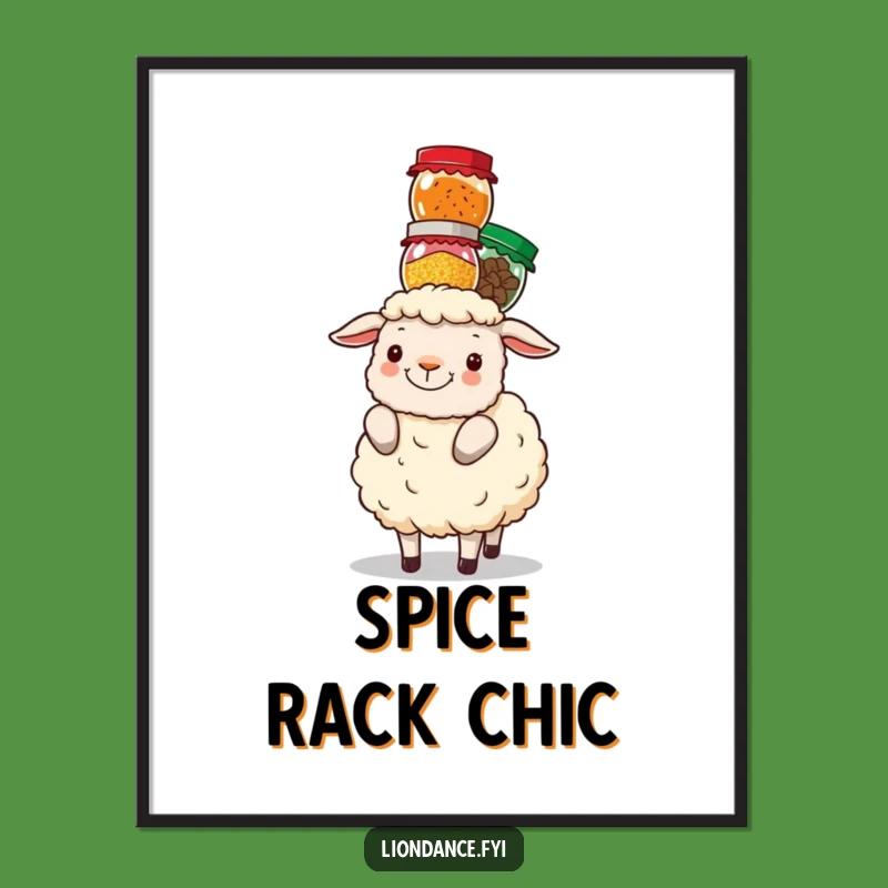 Funny Sheep Spice Jar Poster: Hilarious Balancing Act Wall Art Gift