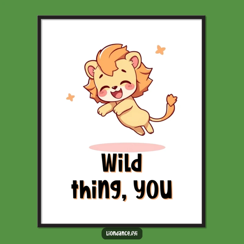 Funny Lion Tail Poster: Vibrant Tumbling Character Art, Perfect Funny Gift!
